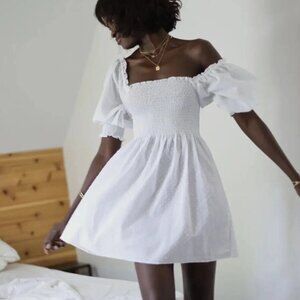 The Athena Nap Dress | Sheer White Swiss Dot | S